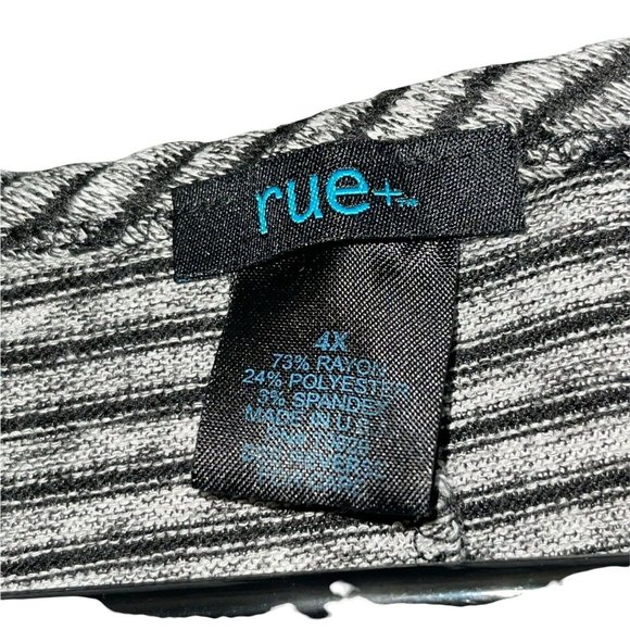 Rue+ Women Swing Dress 4X Striped Black White Short Sleeve Shark Bite Stretch US - Picture 3 of 9